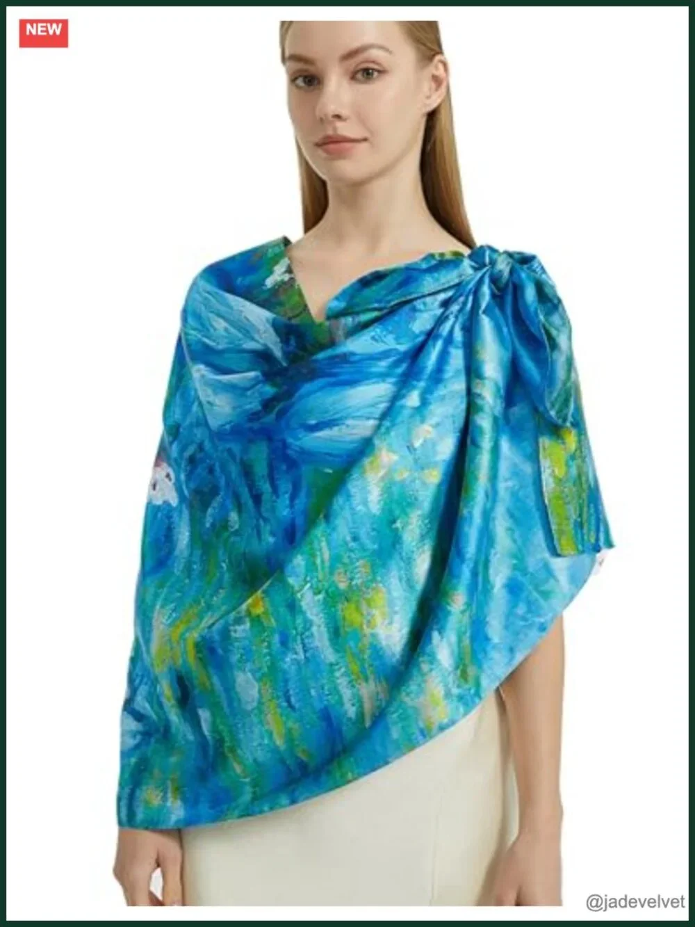 Women's Fashion Scarf Double Sided Floral Shawl Lightweight Polyester Satin Wrap